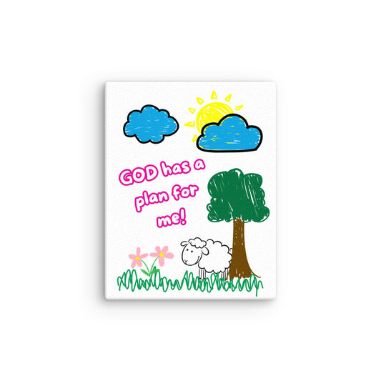 God Has A Plan Canvas Print (Pink) - 11 x 14